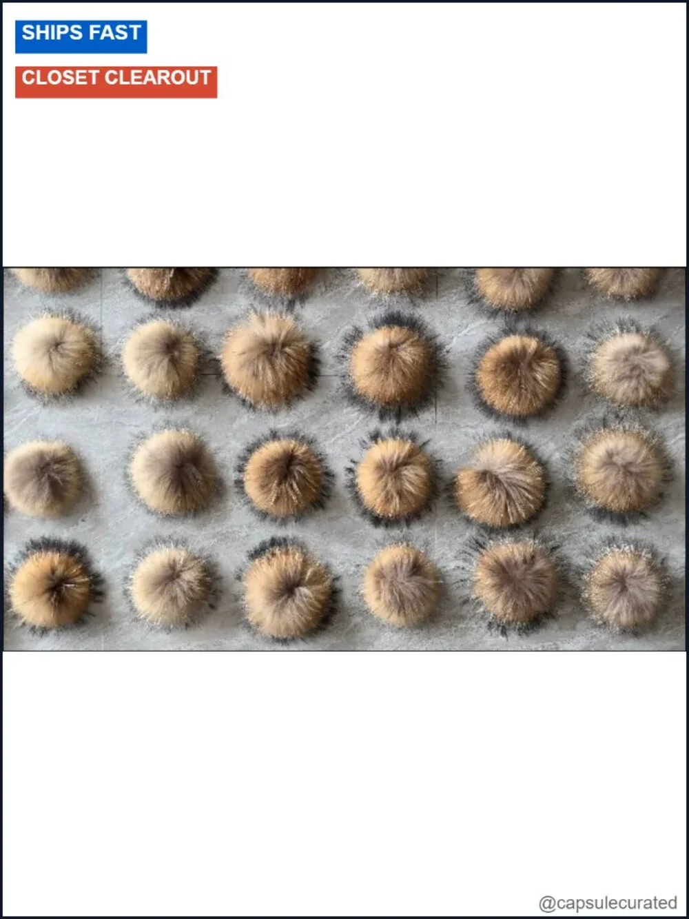 Wool Blend Cashmere Real Fur Pom Pom Slouchy Knit Beanie Hat